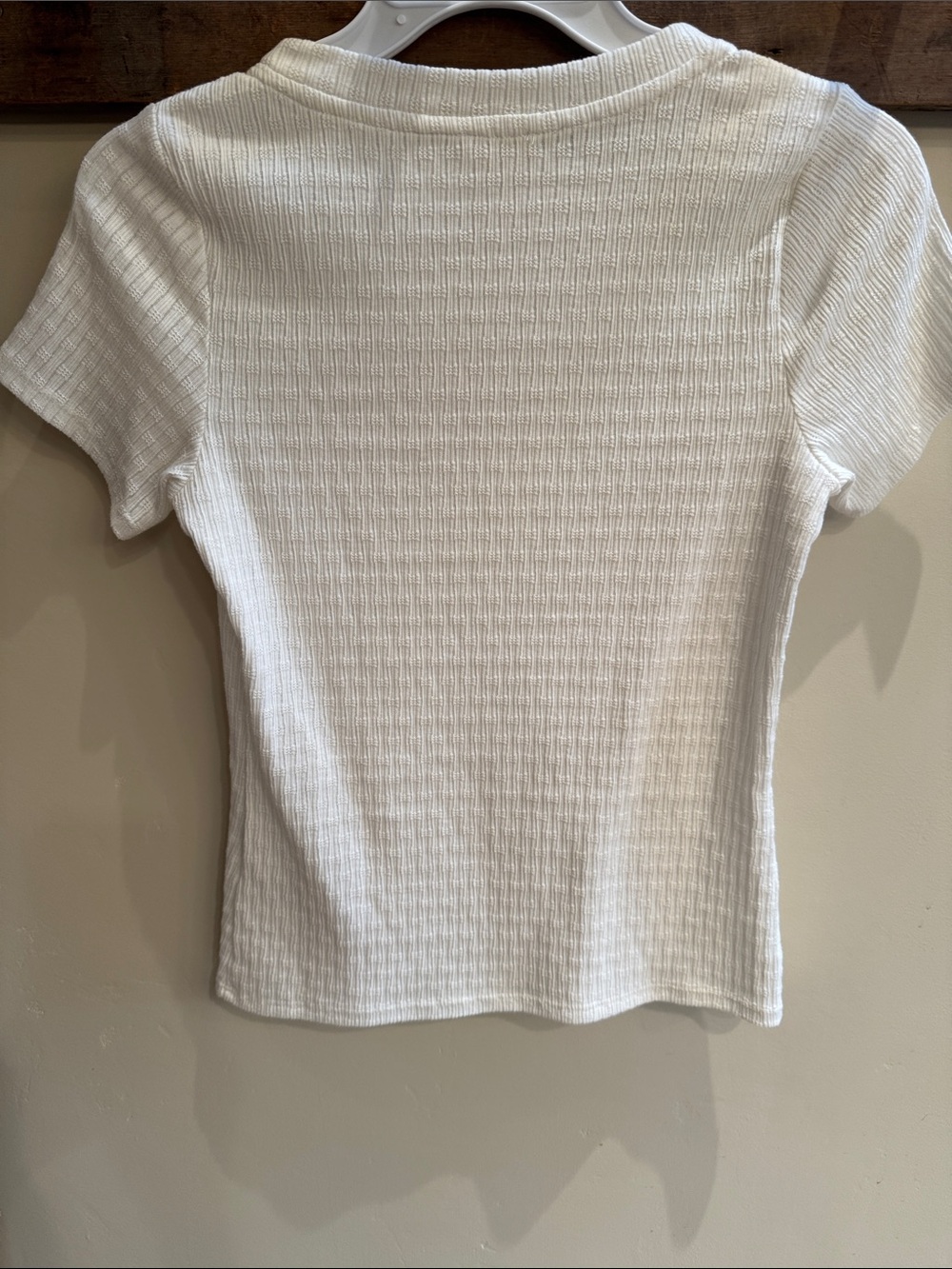 Pilcro Cream Textured Short Sleeve Tee Size Small - Picture 3 of 4